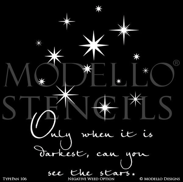 Stars Wall Quote - Custom Painted Decor and Typography Wall Stencils from Modello Designs