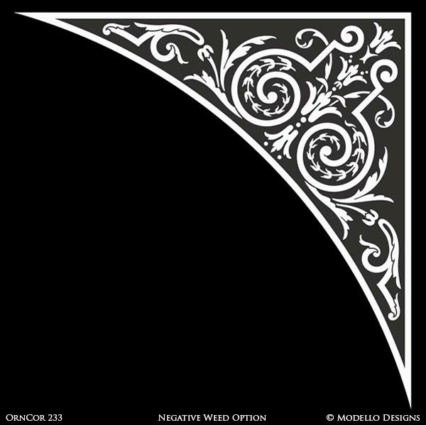 Moroccan Asian Indian Design and Interiors - Painted Wall Corners Patterns - Modello Custom Stencils for Decorating Walls, Ceilings, Floors