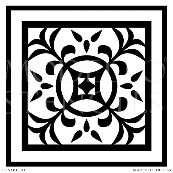 Floor Stencils and Ceiling Stencils with Tile Designs - Modello Custom Stencils