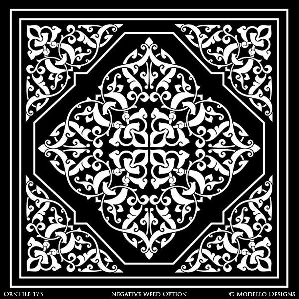 Square Tile Designs for Decorating Custom Painted Walls and Floors and Home Decor - Modello Custom Stencils