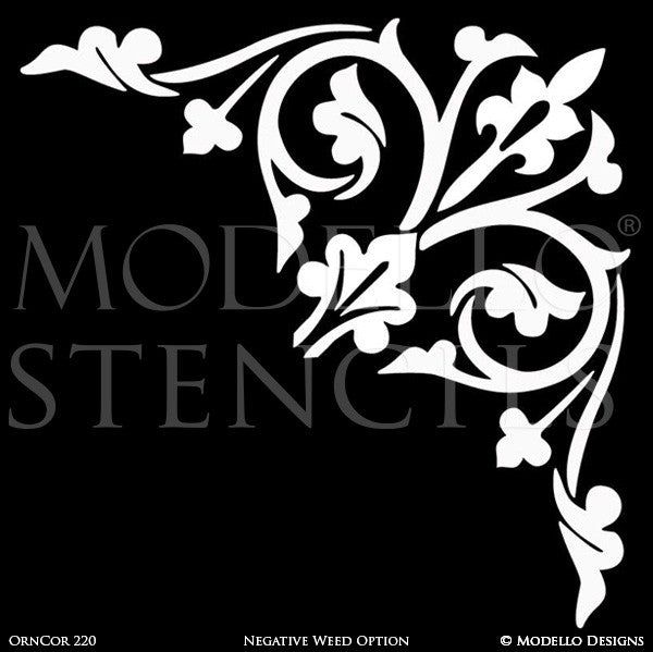 Large Corner Stencils for Decorating Wall and Ceiling - Modello Custom Adhesive Stencils