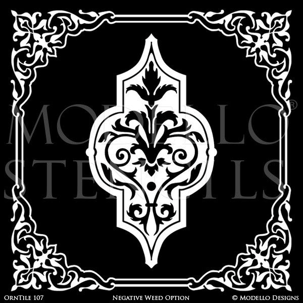 Exotic and Global Chic Decor Idea - Painted Tile Stencils from Modello Custom Stencils