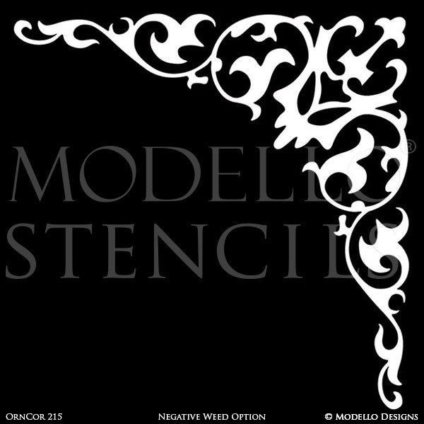 Elegant Grand Ceiling Design Painted with Corner Stencils - Modello Custom Stencils