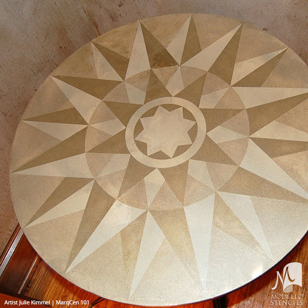 Painted Wood Floors with Medallion Stencils - Marquetry Modello Custom Stencils