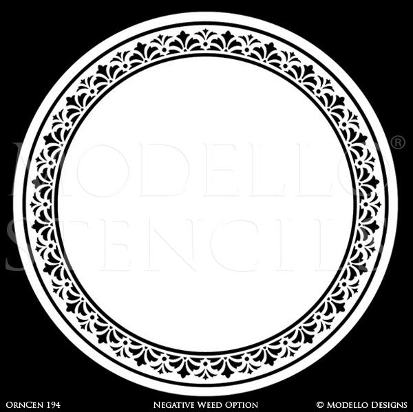 Large Circle Design for Decorative Concrete, Custom Ceiling Stencils - Modello Custom Vinyl Medallion Stencils