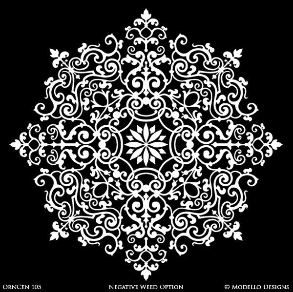 Large Medallion Patterns Painted and Stenciled in Custom Interior Murals and Ceilings