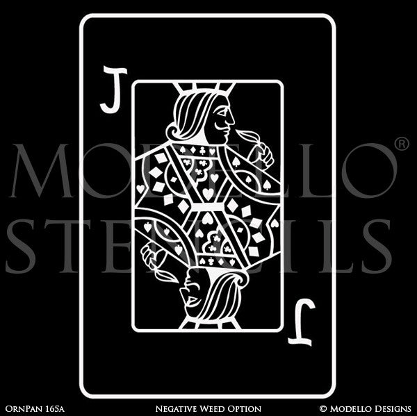 Jack Playing Card Wall Art - Decorative Wall Mural Graphics Stencils - Modello Custom Stencils