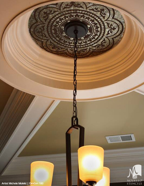 Custom Decor and Large Painted Ceilings and Floors with Ornamental Medallion Stencils