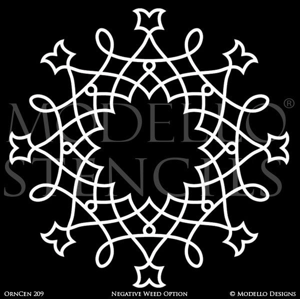 Designer Stencils with Painted Ceiling Decor - Custom Stencils with Medallion Shapes