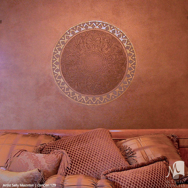 Custom Painted Wall Art and Decorative Concrete and Grand Ceilings - Circle Medallions Stencils