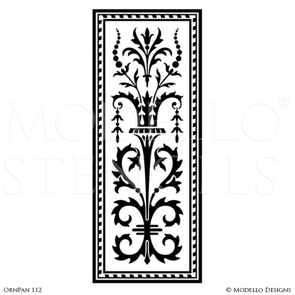 Tall Large Door Wall Window Panel Stencils for Ornamental Style Decorating - Modello Custom Wall Stencils