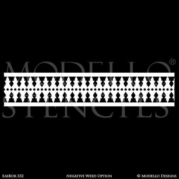 Global Chic Stairs Stencils with Custom Borders Patterns - Modello Custom Stencils Designs with Exotic Home Decor