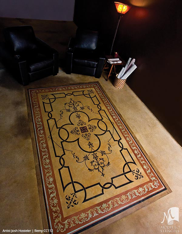 Custom Decor Idea and Painting Concrete Floor Carpet Stencils - Modello Custom Stencils