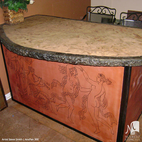 Large Wall Mural Stencils - Stenciled Painted Greek Roman Statues Women Goddesses - Modello Custom Stencils for Painted Walls & Furniture Projects