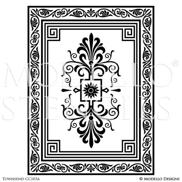 Decorative Concrete Floor Carpet Stencils for Custom Painted Decor - Modello Custom Stencils