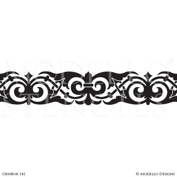 Wall border stencil- Border stencils for painting- Furniture