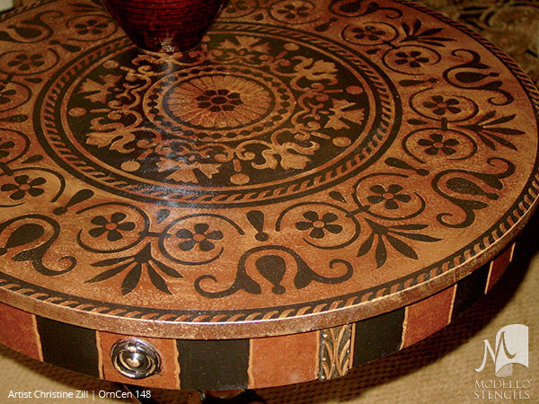 Customized Adhesive Stencils for Decorating Grand Ceilings with Large Circle Medallions - Modello Custom Stencils