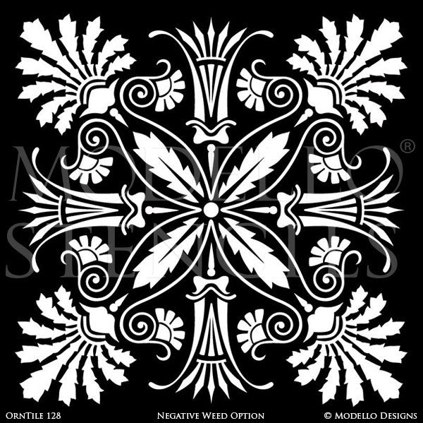 Ornamental Ceiling Decor or Tile Floor Makeover - Modello Custom Tile Stencils