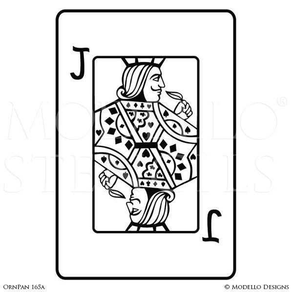 Jack Playing Card Wall Art - Decorative Wall Mural Graphics Stencils - Modello Custom Stencils