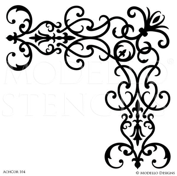 Architectural Design and Decor with Wall Ceiling Corner Stencils - Modello Custom Stencils