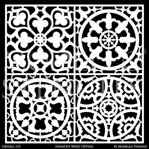 Large Tile Stencils - Modello Custom Stencils for Painting Floors and Walls with European Design