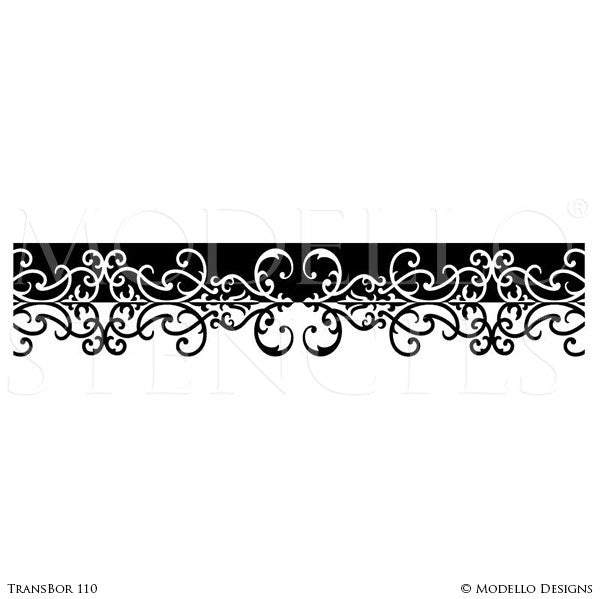 Decorative Wall Finish Painted with Transitional Borders Designs - Modello Custom Stencils
