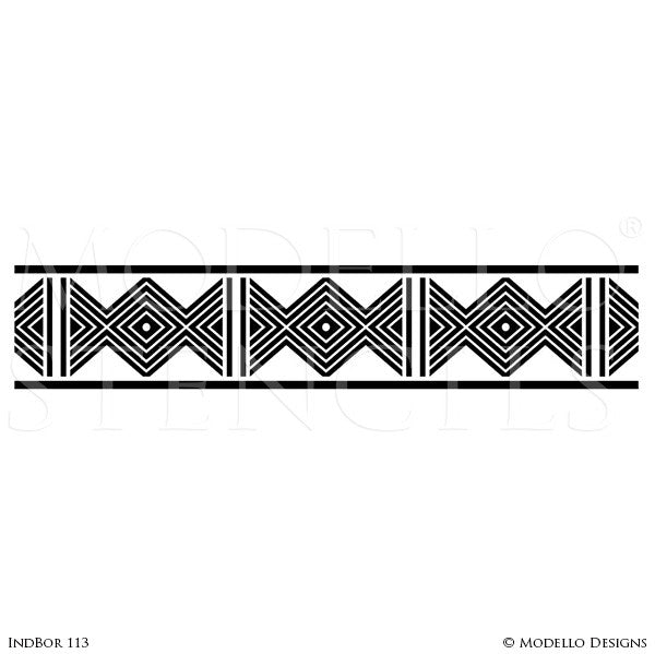 Geometric African and Tribal Pattern for Painted Accent Walls - Modello Custom Stencils