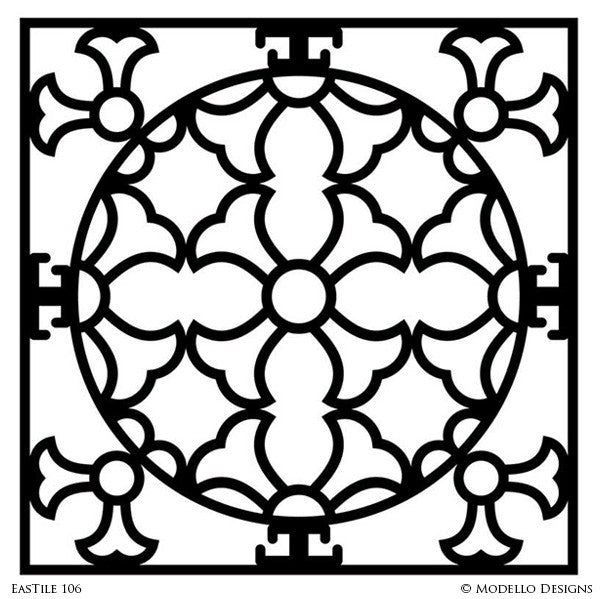 Stenciled Tile Patterns and Exotic Decor with Custom Modello Stencils
