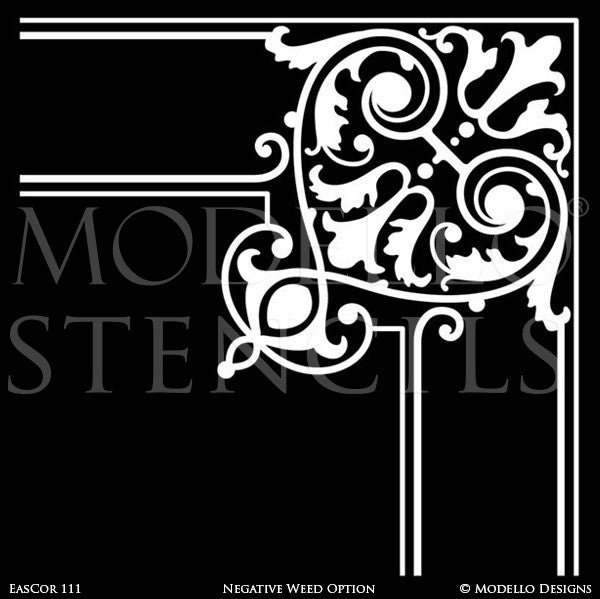 Decorative Corner Stencils for Stenciling Ceiling or Wall Designs - Modello Custom Stencils