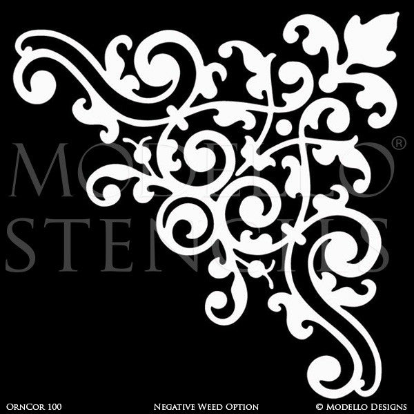Wall Art Corner Stencils for Classic Painted Decor - Modello Designs