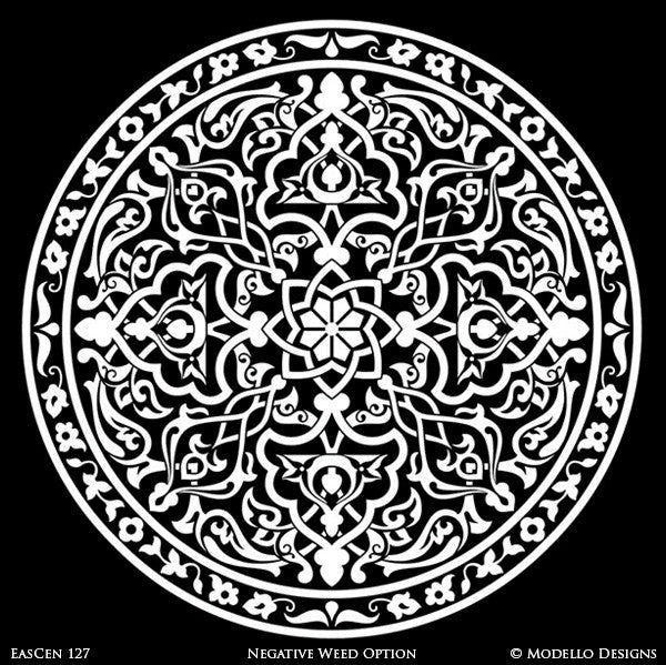 Mandala Design Medallion Ceiling Designs and Large Wall Murals for Custom Interior Decor - Modello Vinyl Stencils