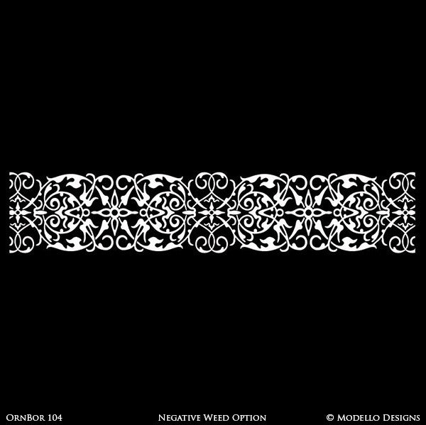 Room Makeover with Painted Wall Border Decor - Modello Custom Stencils