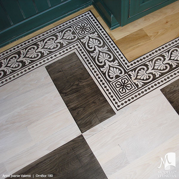 Stenciled Wall Mural or Floor Ideas with Custom Modello Border Stencils