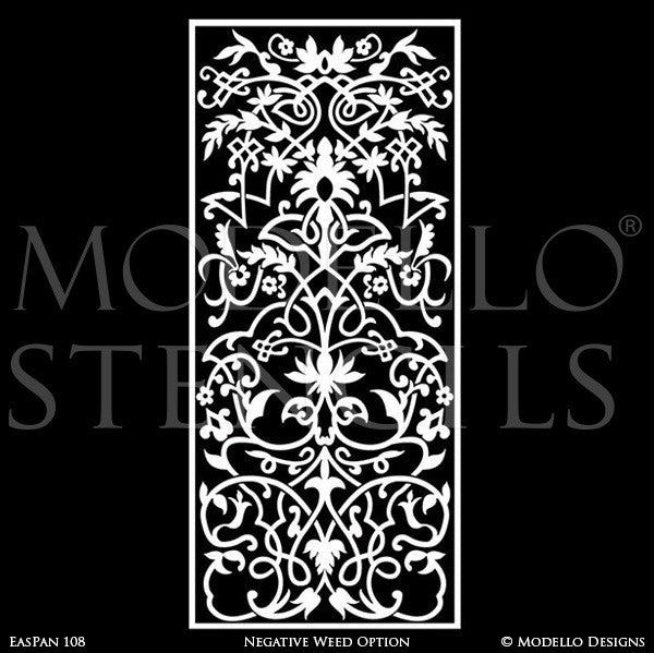Large Designer Stencils to Peel and Stick Custom Painted Designs on Glass Doors, Walls, Floors - Modello Custom Panel Stencils