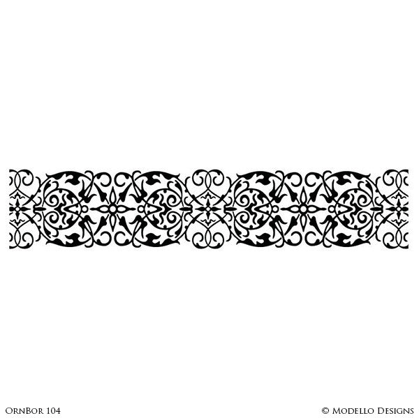 Room Makeover with Painted Wall Border Decor - Modello Custom Stencils