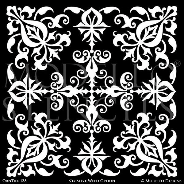 Ornamental Ceiling Decor or Tile Floor Makeover - Modello Custom Tile Stencils