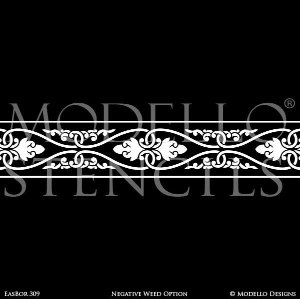 Indian Tribal African Wall Decor - Professional Wall Painting with Large Modello Custom Border Stencils