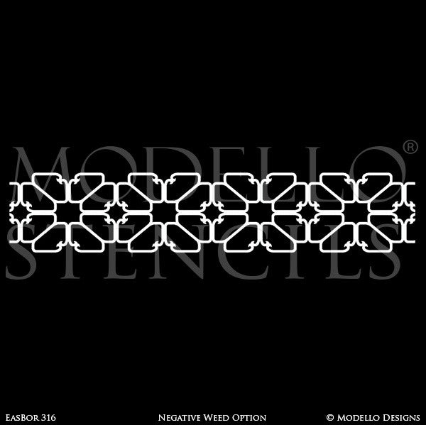 Boho Chic Wall Art Stencils - Border Designs on Wall or Ceiling - Royal Design Studio
