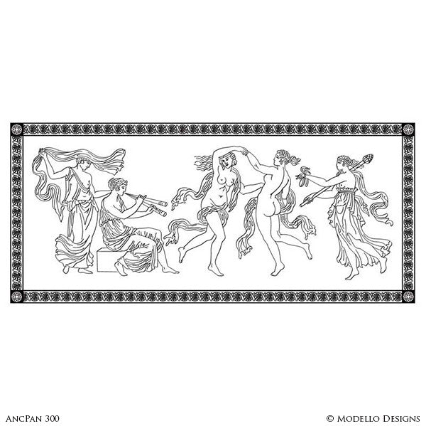 Large Wall Mural Stencils - Stenciled Painted Greek Roman Statues Women Goddesses - Modello Custom Stencils for Painted Walls & Furniture Projects