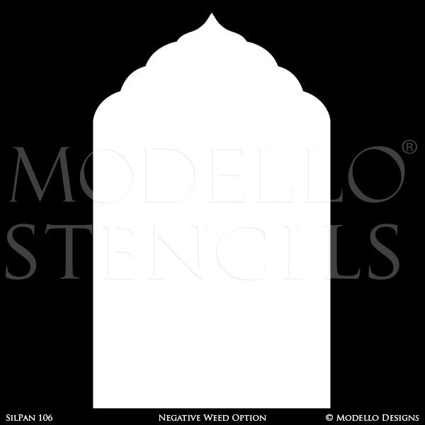 Moroccan Moorish Archway Doorway Design - Custom Painted Bohemian Wall Panel Patterns - Modello Custom Stencils