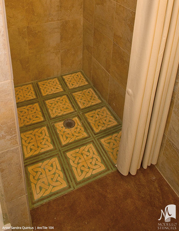 Bathroom Floor Tiles - Custom Modello Stencils for Home Decor