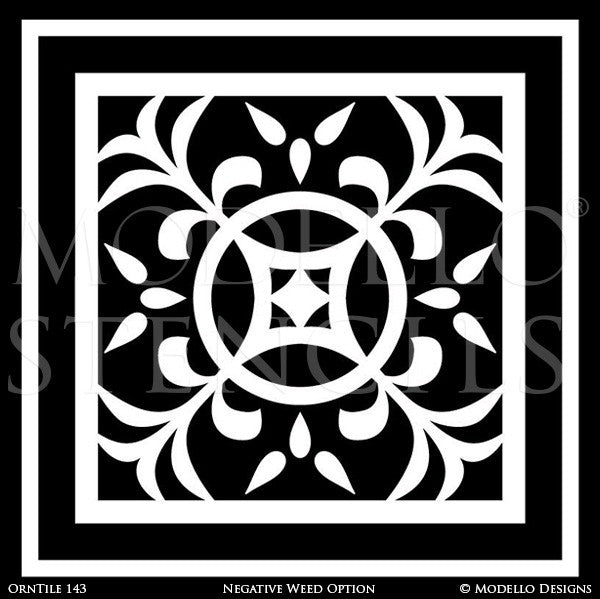 Floor Stencils and Ceiling Stencils with Tile Designs - Modello Custom Stencils