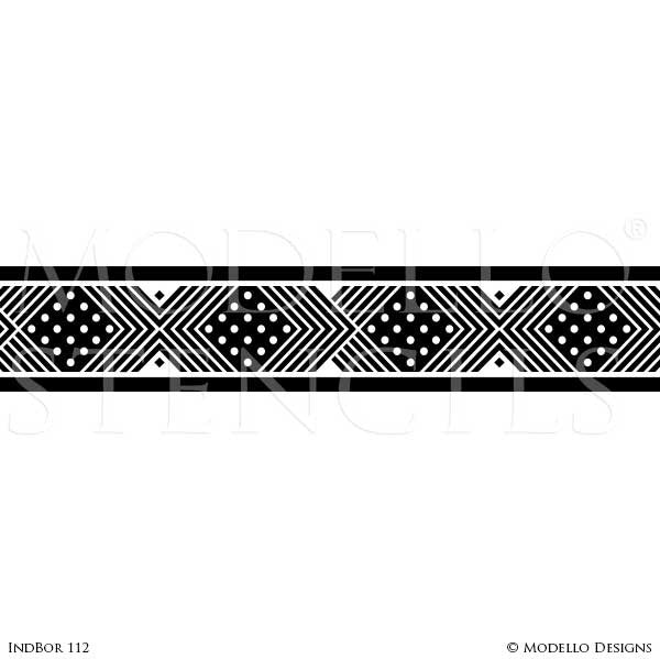 Geometric African and Tribal Pattern for Painted Accent Walls - Modello Wall Stencils