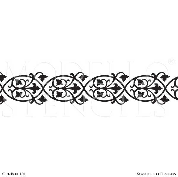 Ceiling Border Stencils or Wall Borders for Decorative Professional Painting Projects - Modello Custom Stencils