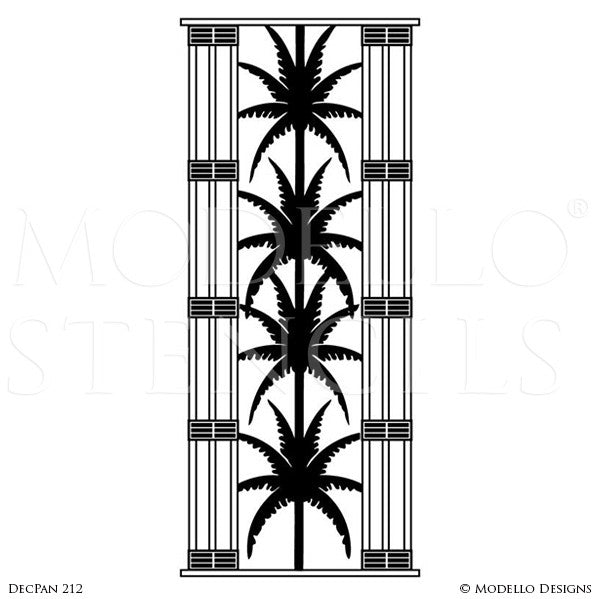 Art Deco Palm Fronds Leaves - Large Wall Art Panel - Decorative Custom Stencils from Modello Designs