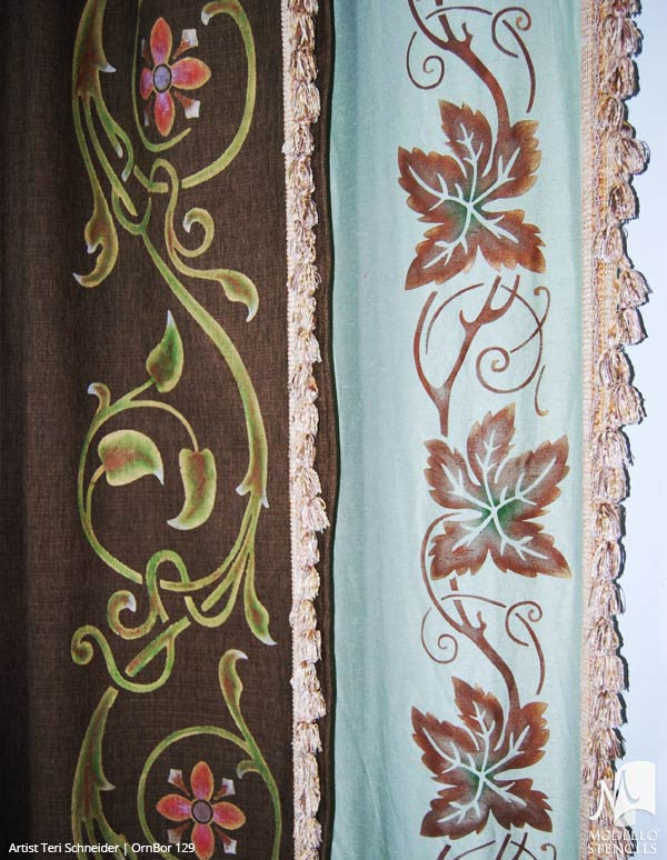 Leaves Vines Designs on Custom Painted Ceilings - Modello Custom Adhesive Vinyl Border Stencils