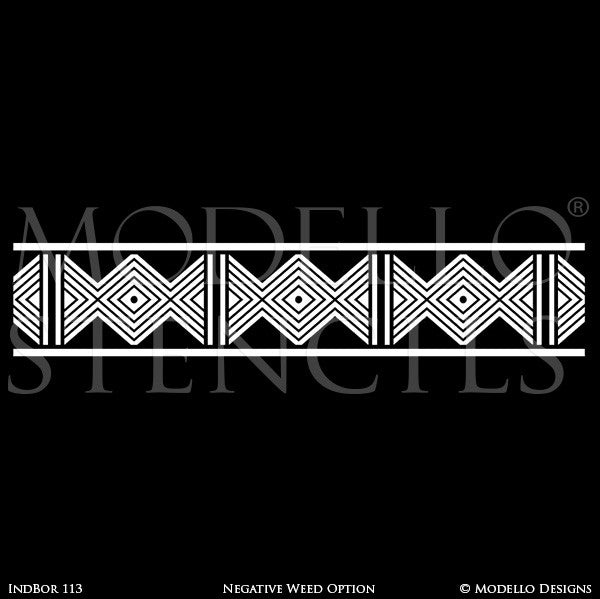 Geometric African and Tribal Pattern for Painted Accent Walls - Modello Custom Stencils