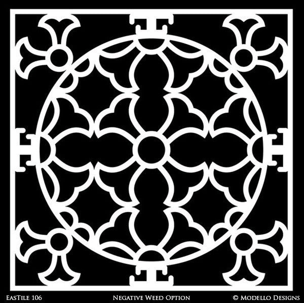 Stenciled Tile Patterns and Exotic Decor with Custom Modello Stencils