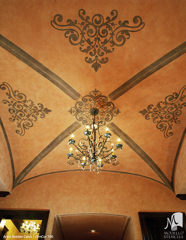 Large Corner Stencils for Decorating Wall and Ceiling - Modello Custom Adhesive Stencils