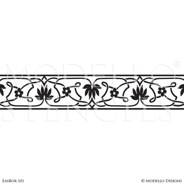 Global Chic Grand Ceiling Stencils with Ceiling Borders Patterns - Modello Custom Stencils Designs with Exotic Home Decor
